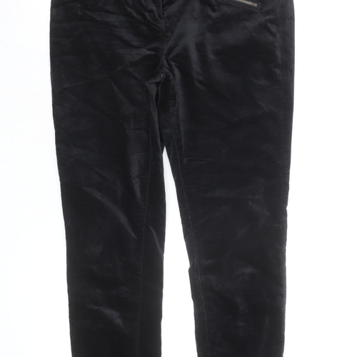 Marks and Spencer Black Velvet Slim Trousers Women’s Size 12 Zip Detail