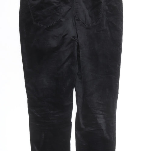 Marks and Spencer Black Velvet Slim Trousers Women’s Size 12 Zip Detail