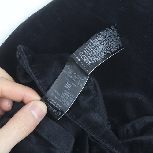 Marks and Spencer Black Velvet Slim Trousers Women’s Size 12 Zip Detail