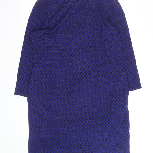Pomodoro Women Blue Geometric Knee Length Shift Dress Size 14