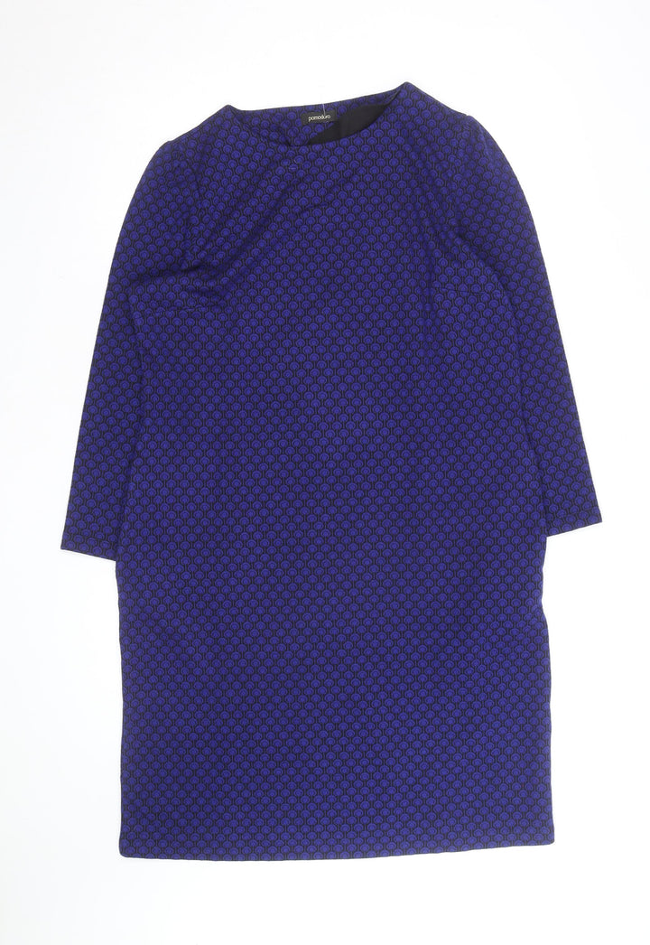 Pomodoro Women Blue Geometric Knee Length Shift Dress Size 14