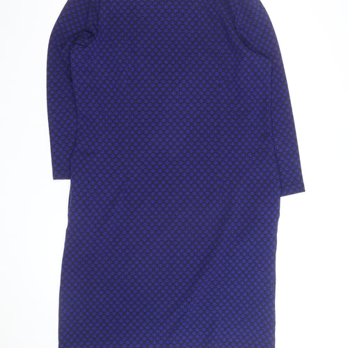 Pomodoro Women Blue Geometric Knee Length Shift Dress Size 14