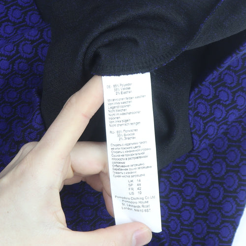 Pomodoro Women Blue Geometric Knee Length Shift Dress Size 14