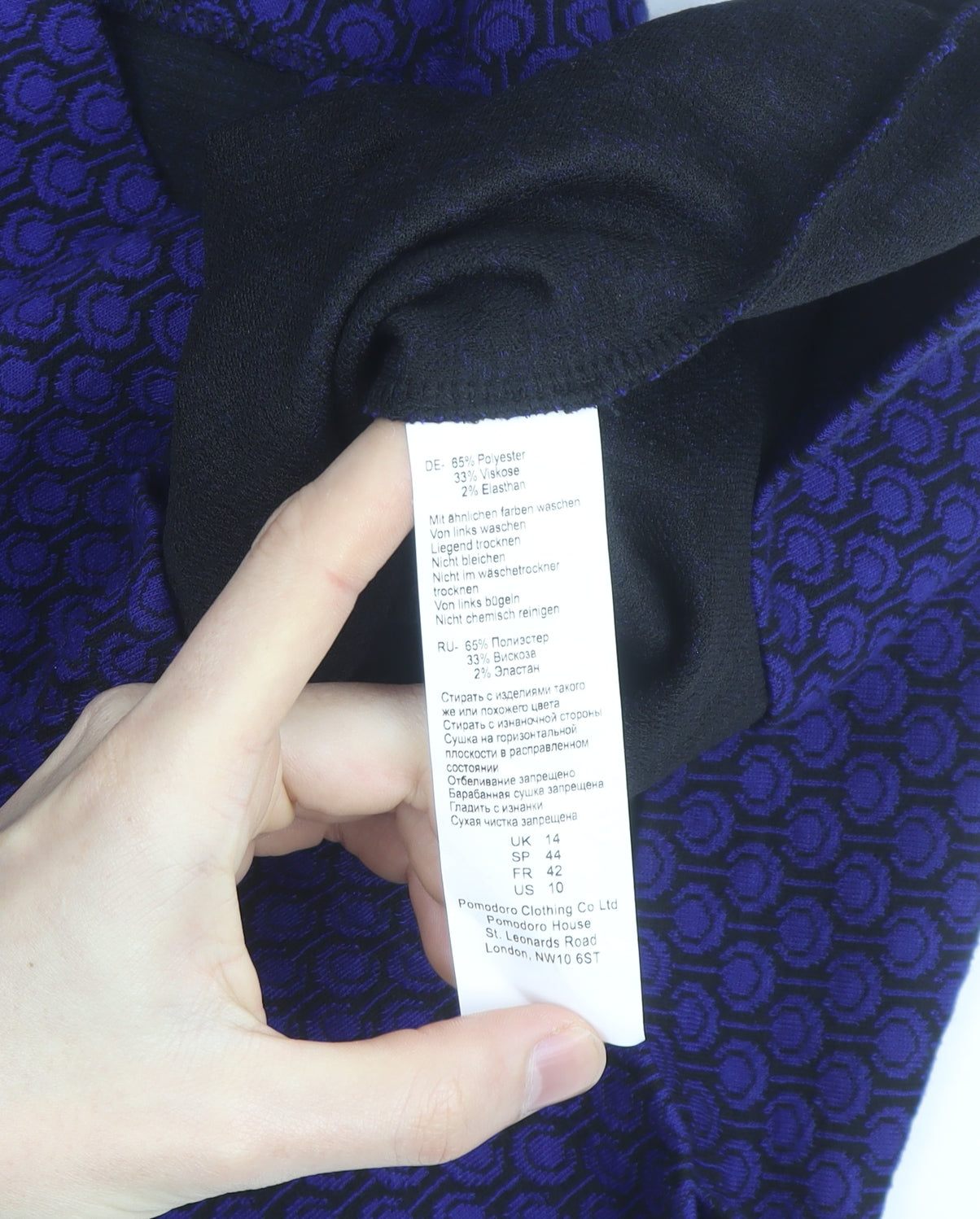 Pomodoro Women Blue Geometric Knee Length Shift Dress Size 14