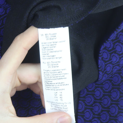 Pomodoro Women Blue Geometric Knee Length Shift Dress Size 14