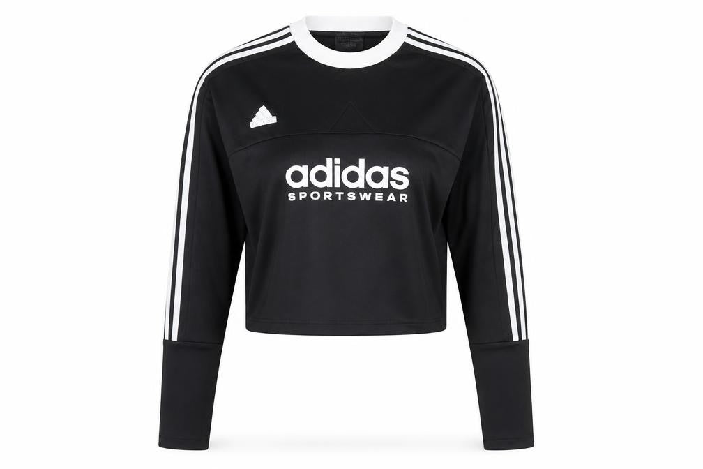 Adidas Womens Black Long Sleeve Cropped Sportswear Top L Regular Fit