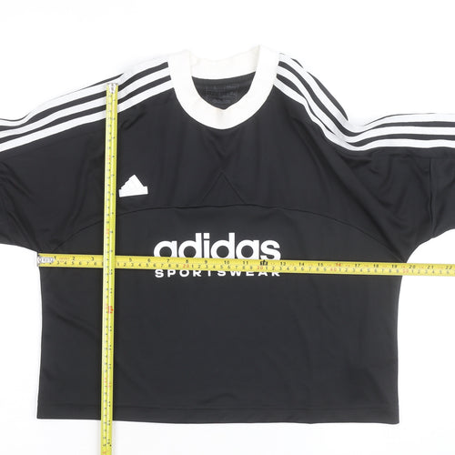 Adidas Womens Black Long Sleeve Cropped Sportswear Top L Regular Fit