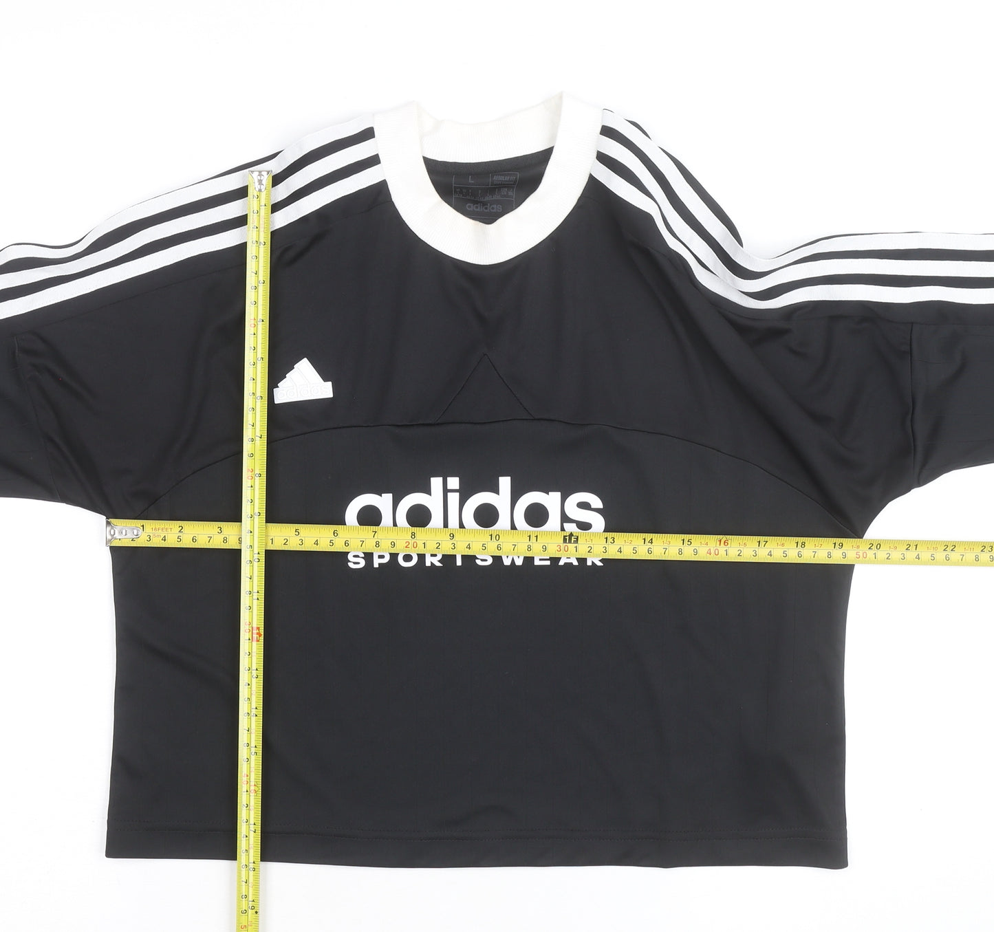 Adidas Womens Black Long Sleeve Cropped Sportswear Top L Regular Fit