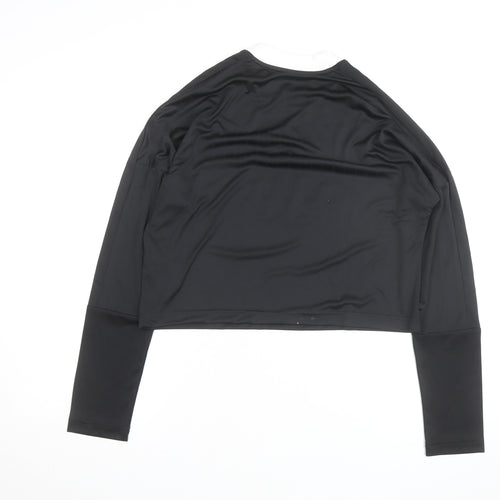 Adidas Womens Black Long Sleeve Cropped Sportswear Top L Regular Fit