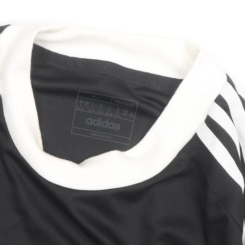 Adidas Womens Black Long Sleeve Cropped Sportswear Top L Regular Fit