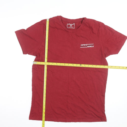 Jack & Jones Men's Red Crew Neck Regular Fit Cotton T-Shirt L