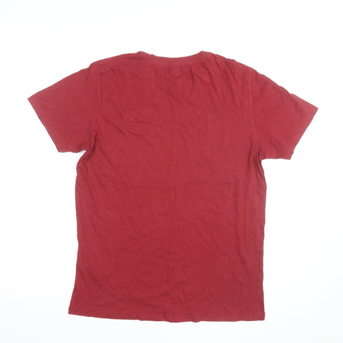 Jack & Jones Men's Red Crew Neck Regular Fit Cotton T-Shirt L