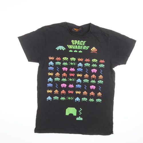 Space Invaders Men's Black Retro Graphic Cotton T-Shirt M