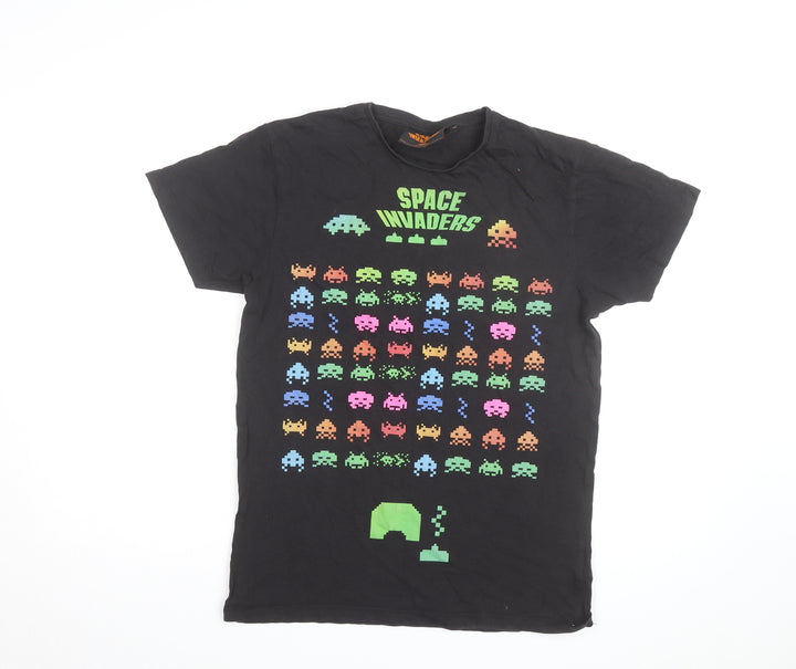 Space Invaders Men's Black Retro Graphic Cotton T-Shirt M