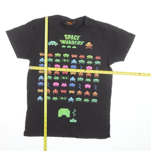 Space Invaders Men's Black Retro Graphic Cotton T-Shirt M