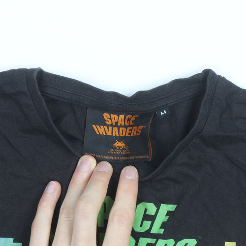 Space Invaders Men's Black Retro Graphic Cotton T-Shirt M