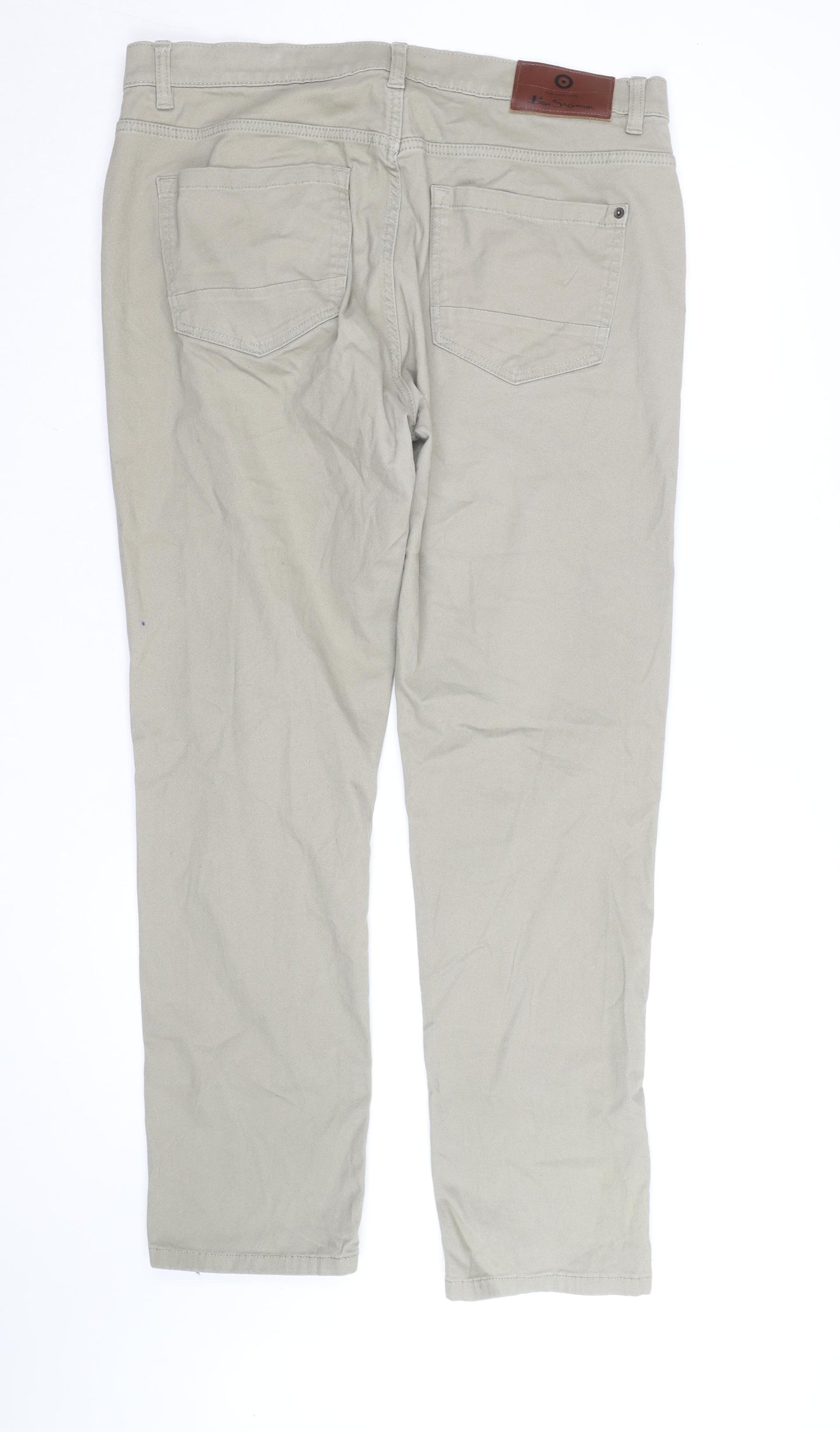 Ben Sherman Men's Beige Chino Trousers 36R Cotton Stretch