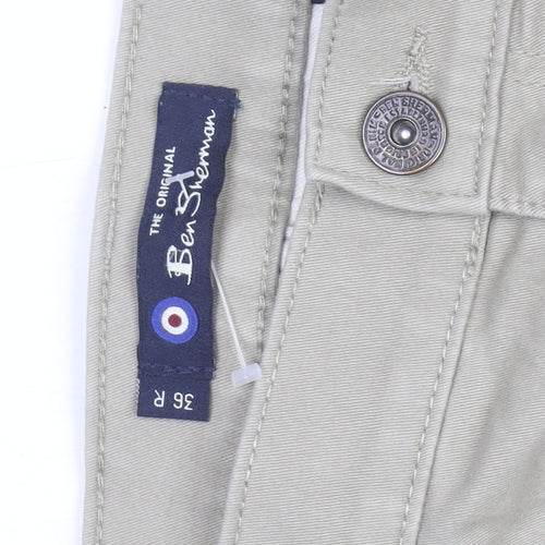 Ben Sherman Men's Beige Chino Trousers 36R Cotton Stretch