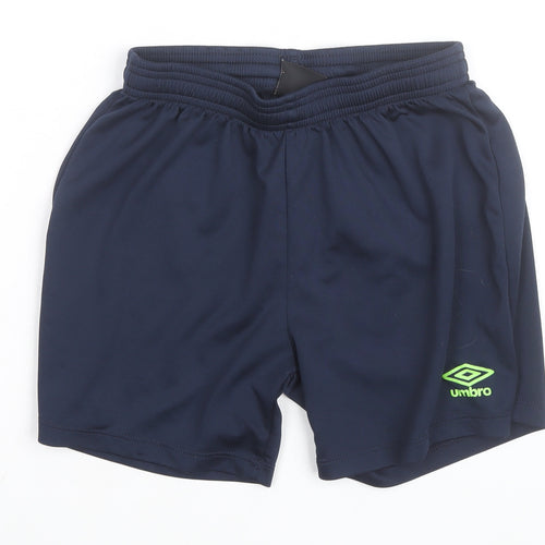 Umbro Boys Navy Blue YM 146 Athletic Shorts Polyester Elastic Waist