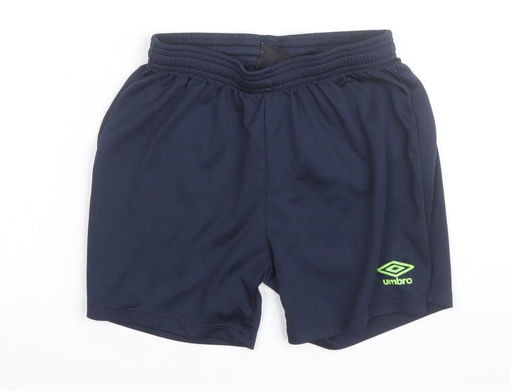 Umbro Boys Navy Blue YM 146 Athletic Shorts Polyester Elastic Waist