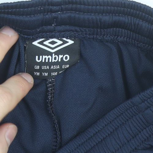 Umbro Boys Navy Blue YM 146 Athletic Shorts Polyester Elastic Waist