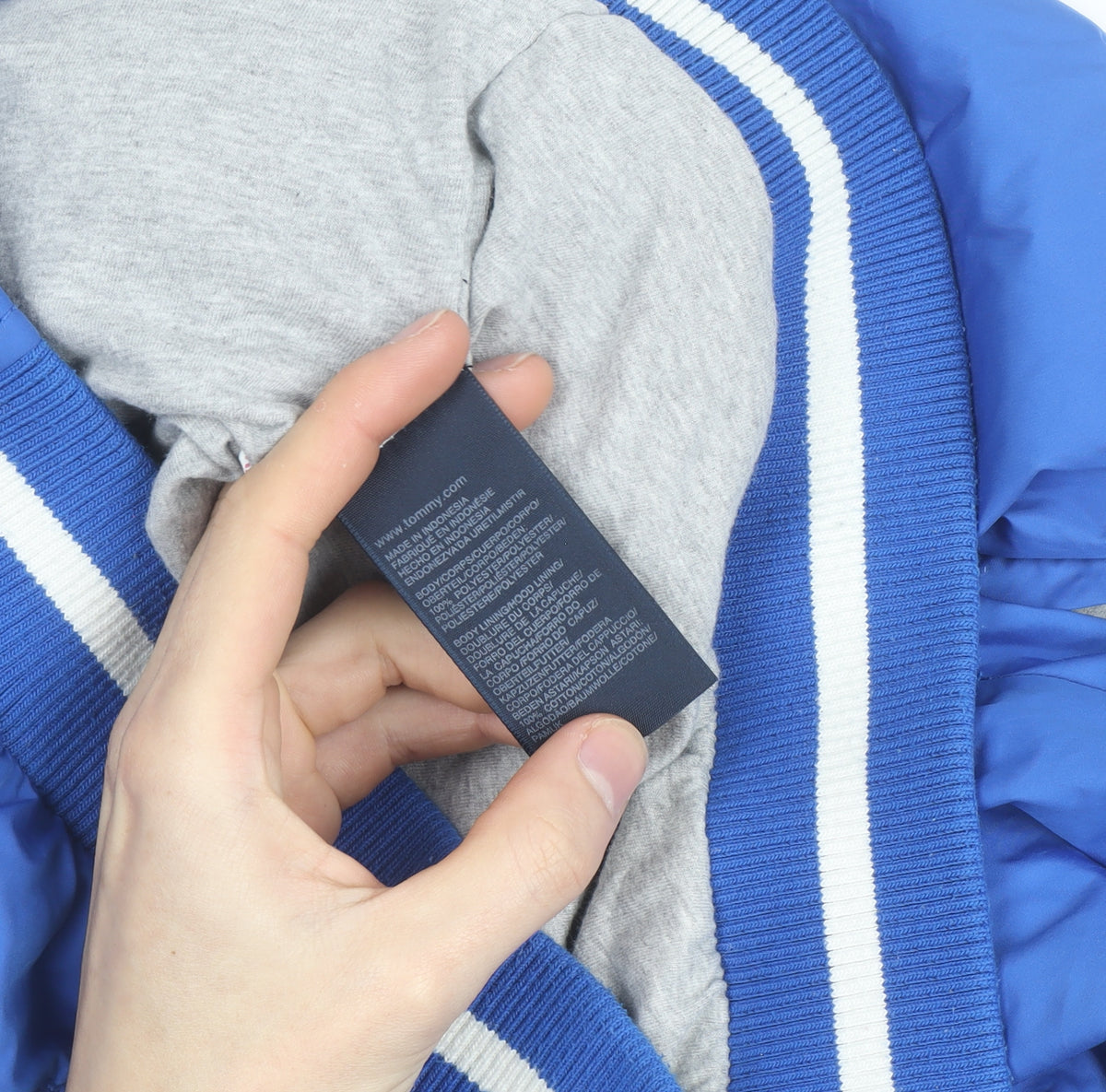 Tommy Hilfiger Blue Hooded Windbreaker Jacket Mens 164 M Nylon Polyester