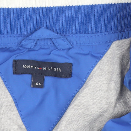 Tommy Hilfiger Blue Hooded Windbreaker Jacket Mens 164 M Nylon Polyester