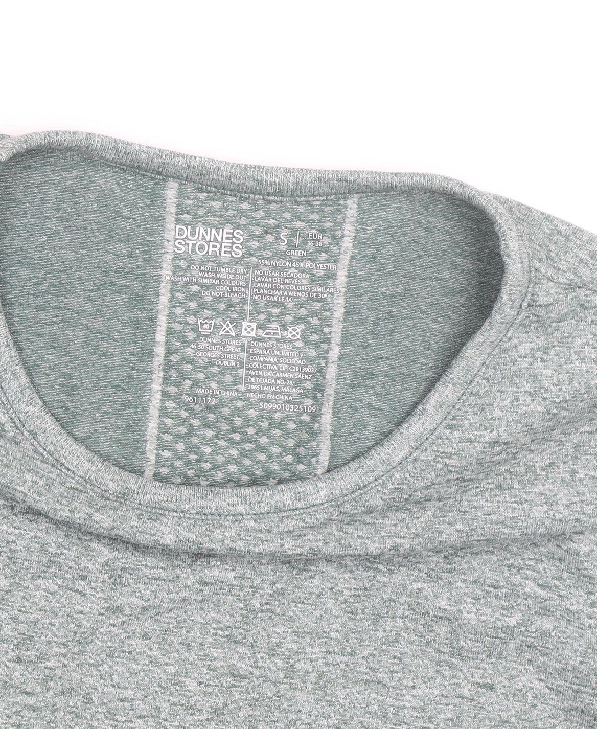 Dunnes Stores Women’s Green Slim Fit Gym T-Shirt Size 8