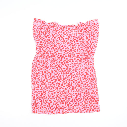 Dunnes Stores Women’s Pink Floral Ruffle Sleeveless V-Neck Blouse Size S
