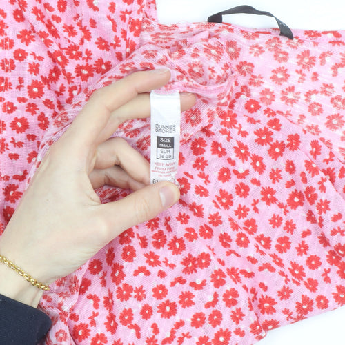 Dunnes Stores Women’s Pink Floral Ruffle Sleeveless V-Neck Blouse Size S