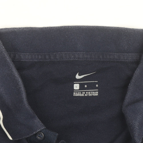 Nike Men's Blue Cotton Polo Shirt L Short Sleeve Sportswear