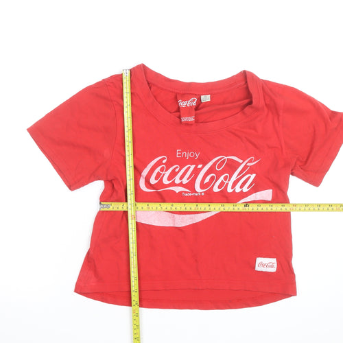 Coca-Cola Women's Red Cropped T-Shirt Size 10-12 Regular Fit