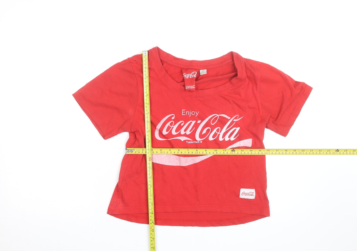 Coca-Cola Women's Red Cropped T-Shirt Size 10-12 Regular Fit