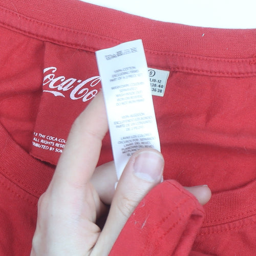 Coca-Cola Women's Red Cropped T-Shirt Size 10-12 Regular Fit