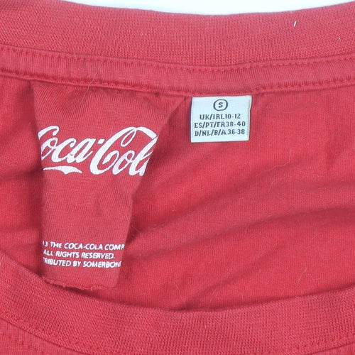 Coca-Cola Women's Red Cropped T-Shirt Size 10-12 Regular Fit