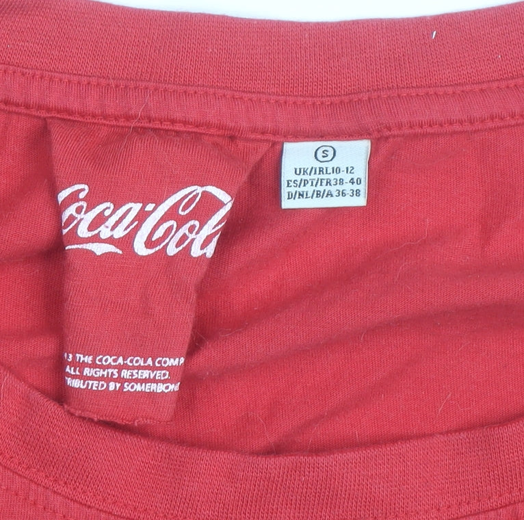 Coca-Cola Women's Red Cropped T-Shirt Size 10-12 Regular Fit
