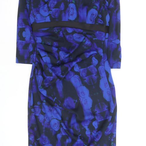 Diva Catwalk Women's Blue Floral Bodycon Knee Length Dress S