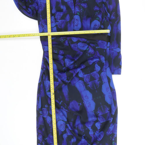 Diva Catwalk Women's Blue Floral Bodycon Knee Length Dress S