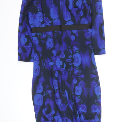 Diva Catwalk Women's Blue Floral Bodycon Knee Length Dress S