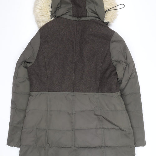 7 For All Mankind Men's Green Long Hooded Puffer Coat L Wool Blend