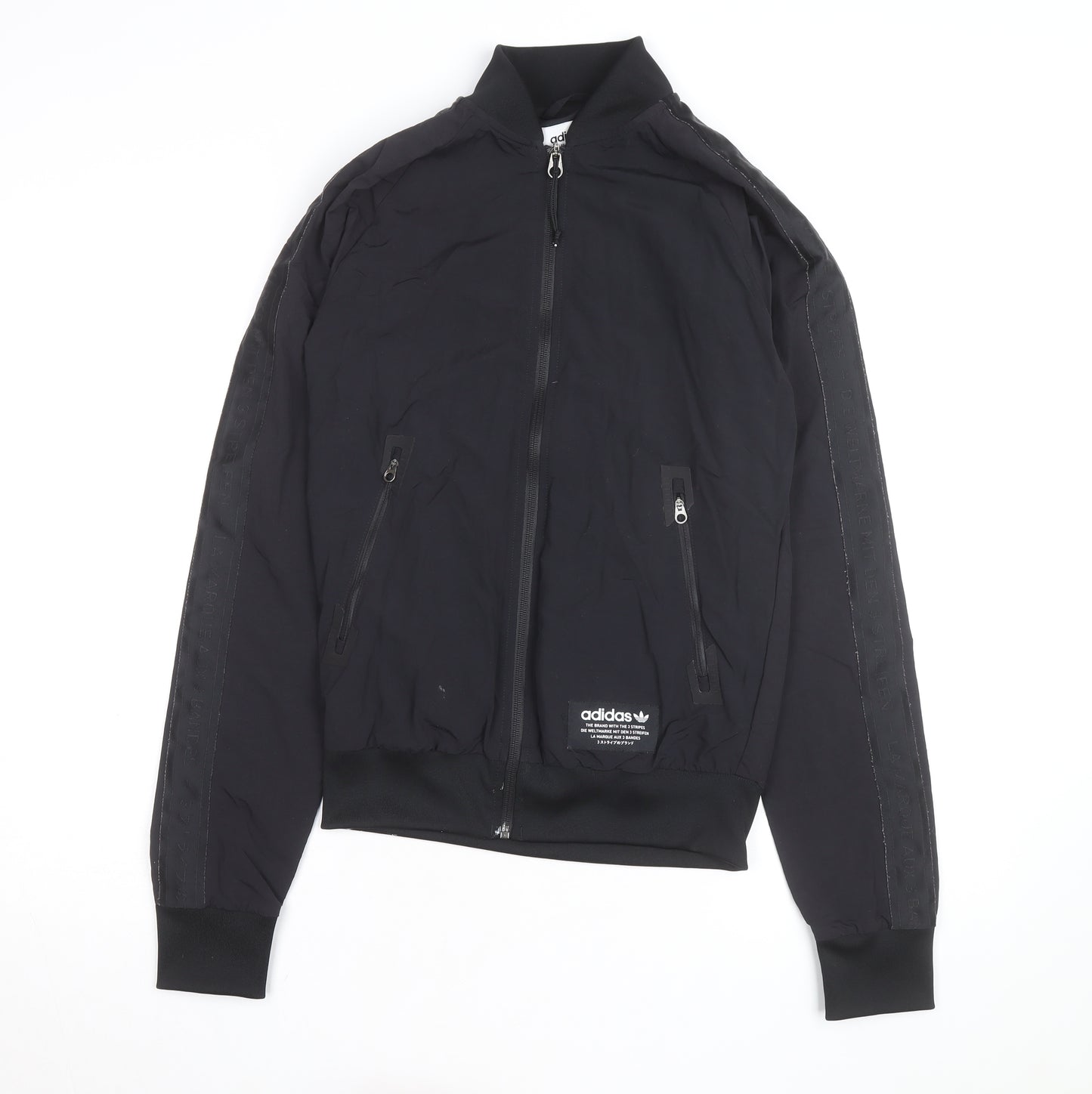 Adidas Men’s Black Small Track Jacket Full Zip Polyester Sportswear