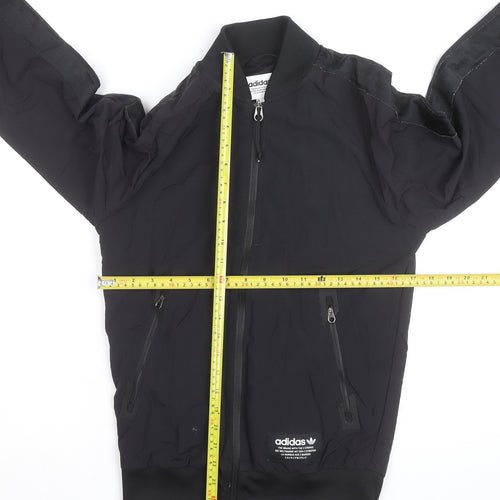 Adidas Men’s Black Small Track Jacket Full Zip Polyester Sportswear