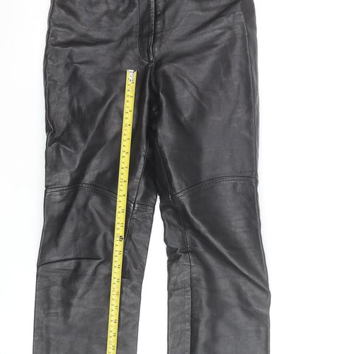 Hugo Buscati Women's Black Leather Straight Trousers XS