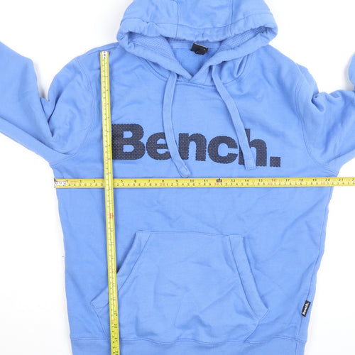 Bench Men's Blue Pullover Hoodie Small Logo Fleece Sweatshirt