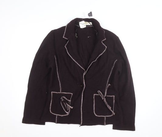 Roman Originals Women Brown Wool Collared Knit Cardigan M