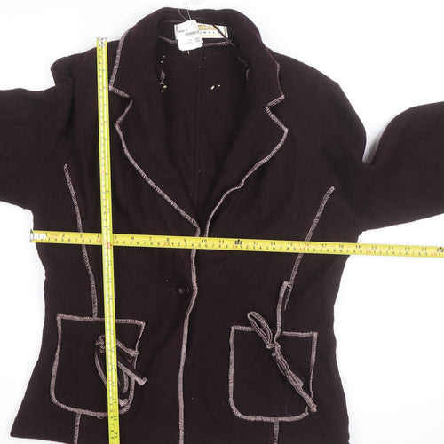 Roman Originals Women Brown Wool Collared Knit Cardigan M
