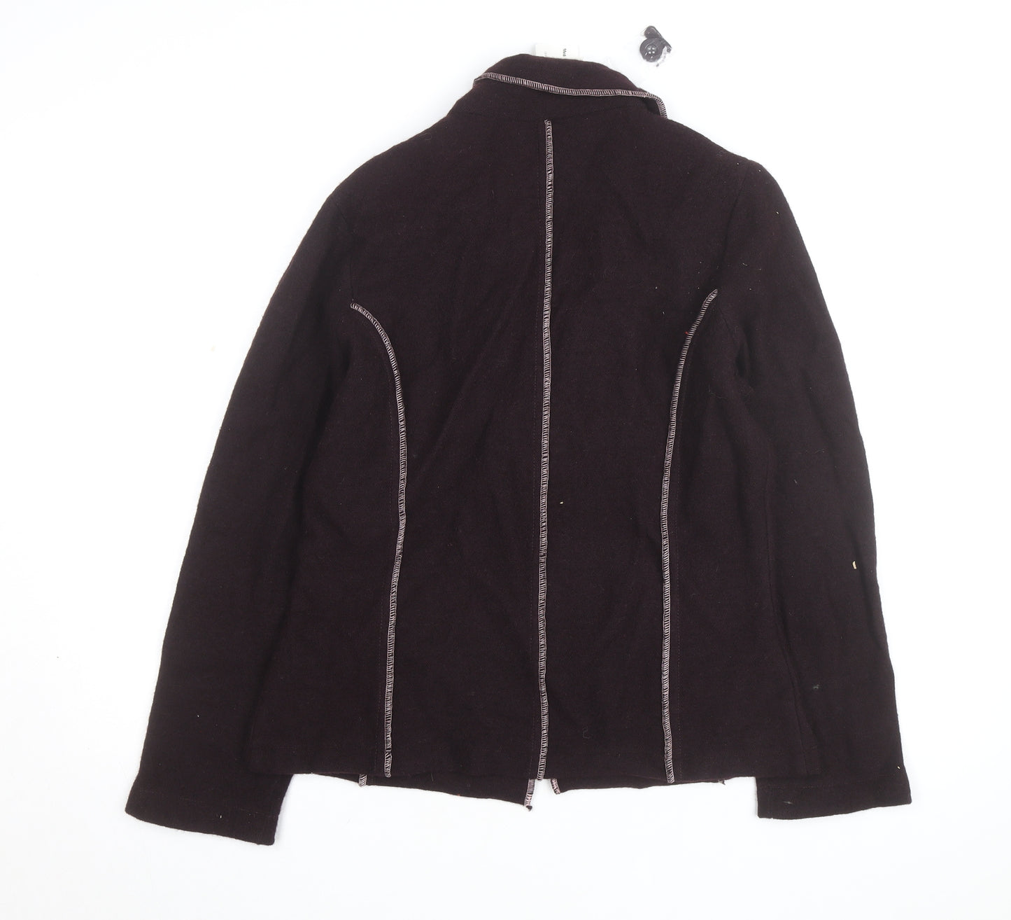 Roman Originals Women Brown Wool Collared Knit Cardigan M