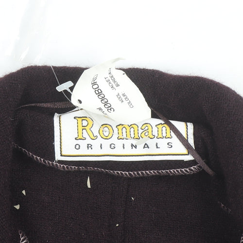 Roman Originals Women Brown Wool Collared Knit Cardigan M