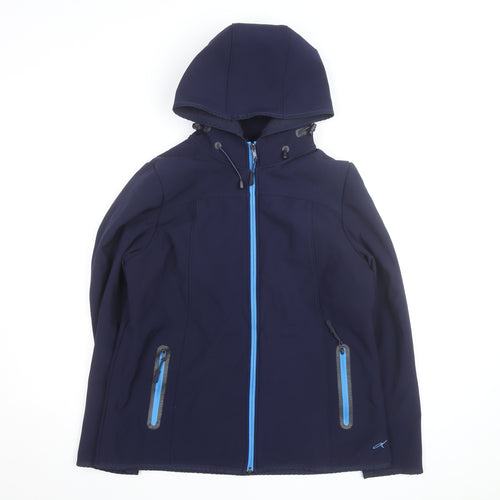 Dash Thermal Comfort Blue Soft Shell Hooded Jacket Unisex Size 14