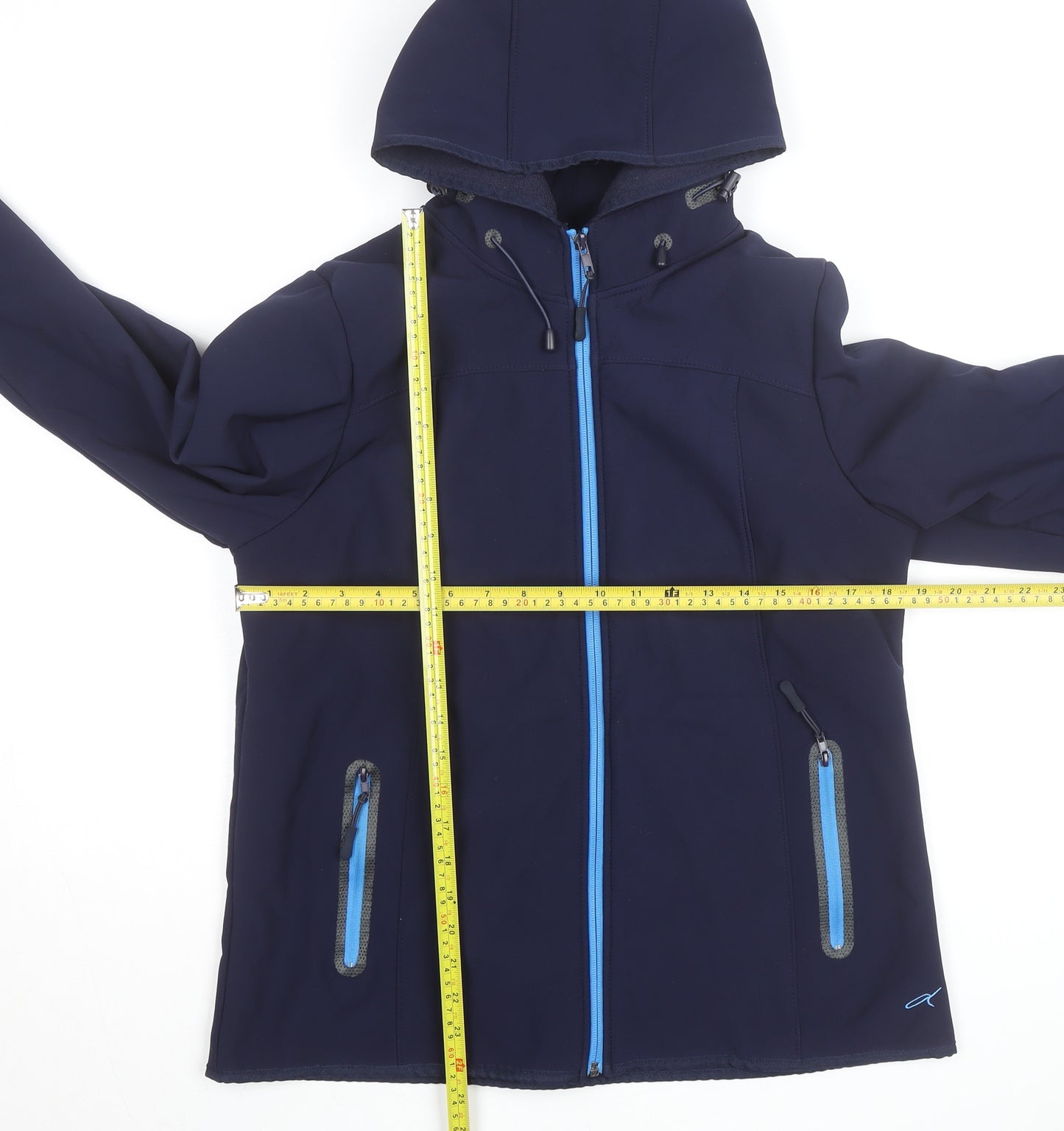 Dash Thermal Comfort Blue Soft Shell Hooded Jacket Unisex Size 14